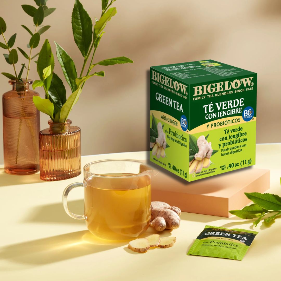 MINI/ TE GREEN WITH GINGER PROBIOTICS BIGELOW 12/8 CT - Imagen 2
